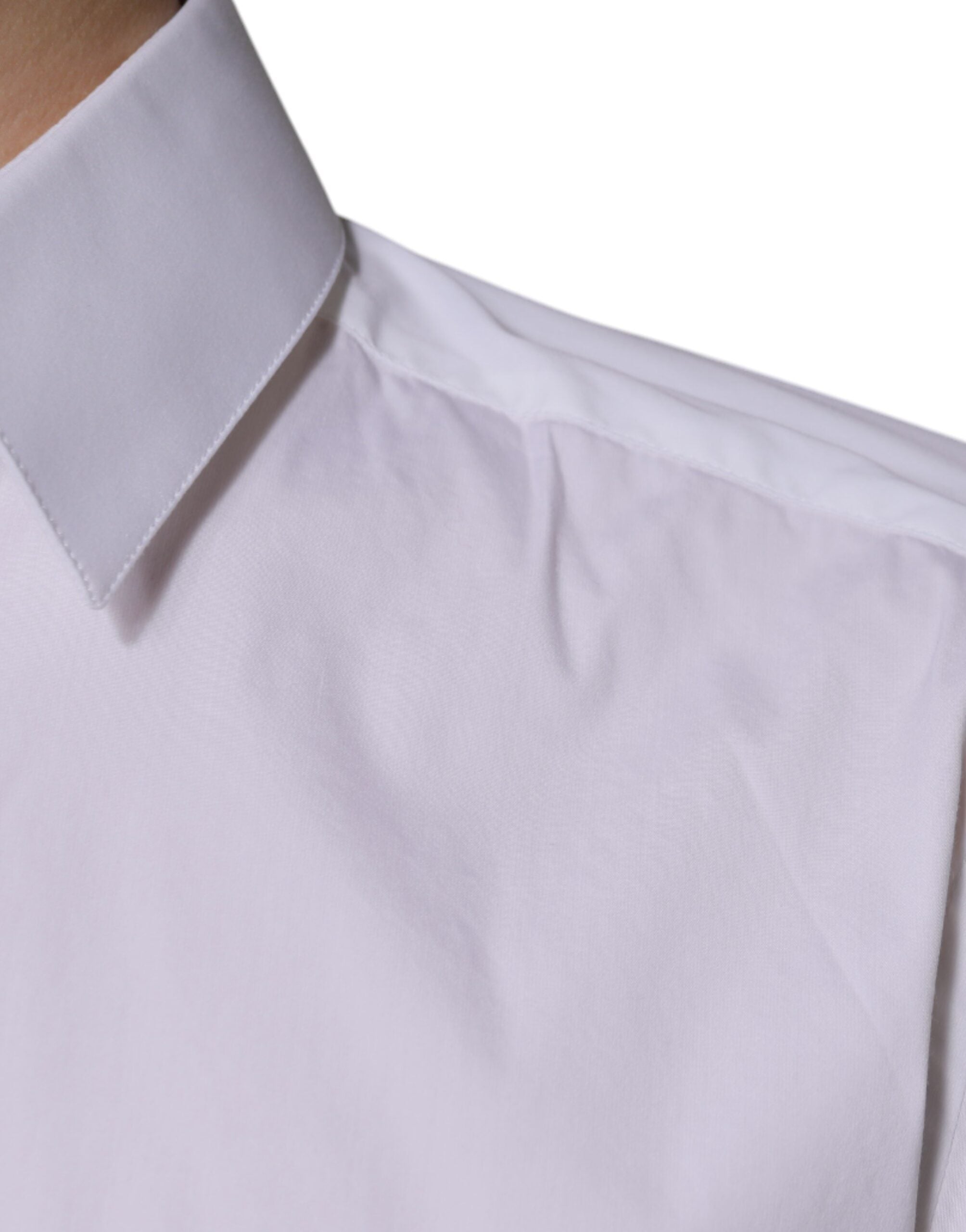 Dolce & Gabbana White cotton shirt with long sleeves GOLD